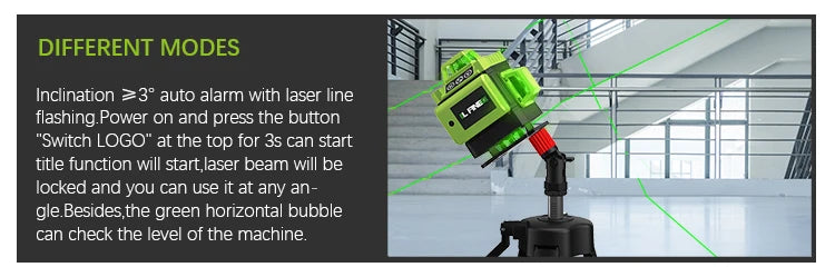 16‑Line Laser Level with 360° Green Beam Projection