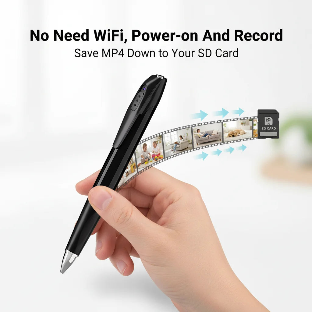 1080P HD Μίνι Κάμερα Στυλό, 300mAh Επαναφορτιζόμενη, Φορητή Βιντεοκάμερα, Ασύρματη WiFi Σύνδεση, Έξυπνη Ανίχνευση Κίνησης, Πραγματική Χρονική Απομακρυσμένη Προβολή, Πολυλειτουργικός Εγγραφέας για Σπίτι, Γραφείο, Συνάντηση, Μελέτη, Καθημερινή Εγγραφή
