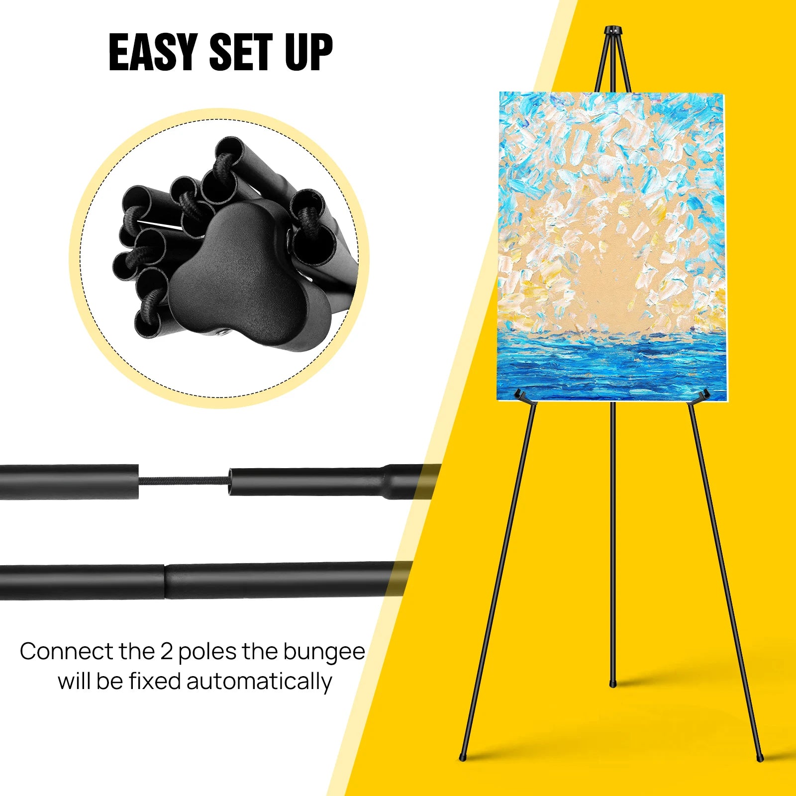 Cavalletto Pieghevole Portatile – Treppiede Regolabile in Metallo