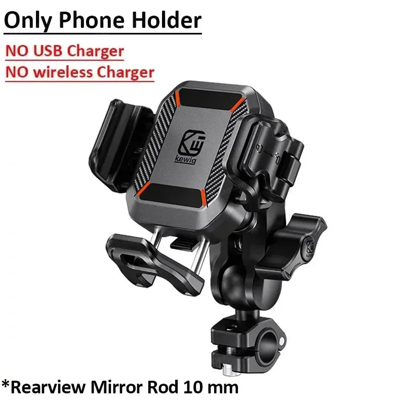 Shockproof Motorcycle Phone Holder 15W Wireless Charger & 36W USB C Fast Charging Motorbike Bicycle Bike Scooter Phone Stand