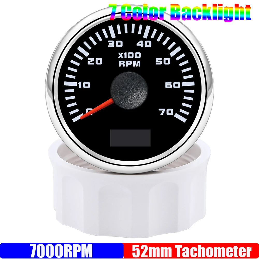 52 mm Tachometer Gauge with 7-Colour Backlight for Car and Boat