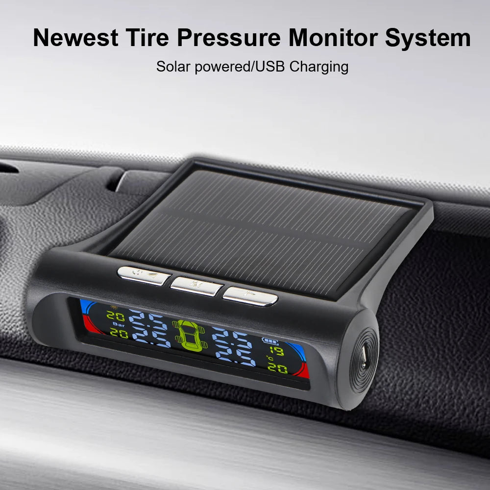 Solar TPMS Tire Pressure Monitoring System with External Sensors