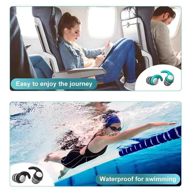 1 Pair of Soft Silicone Earplugs with Noise Cancellation, Waterproof, Comfortable To Wear, Suitable for Sleeping and Swimming