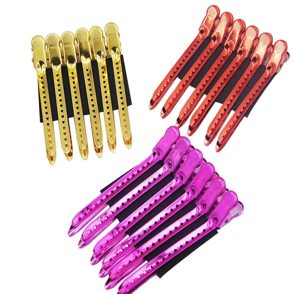 12 pinces crocodile en acier pour cheveux, 9.5 cm