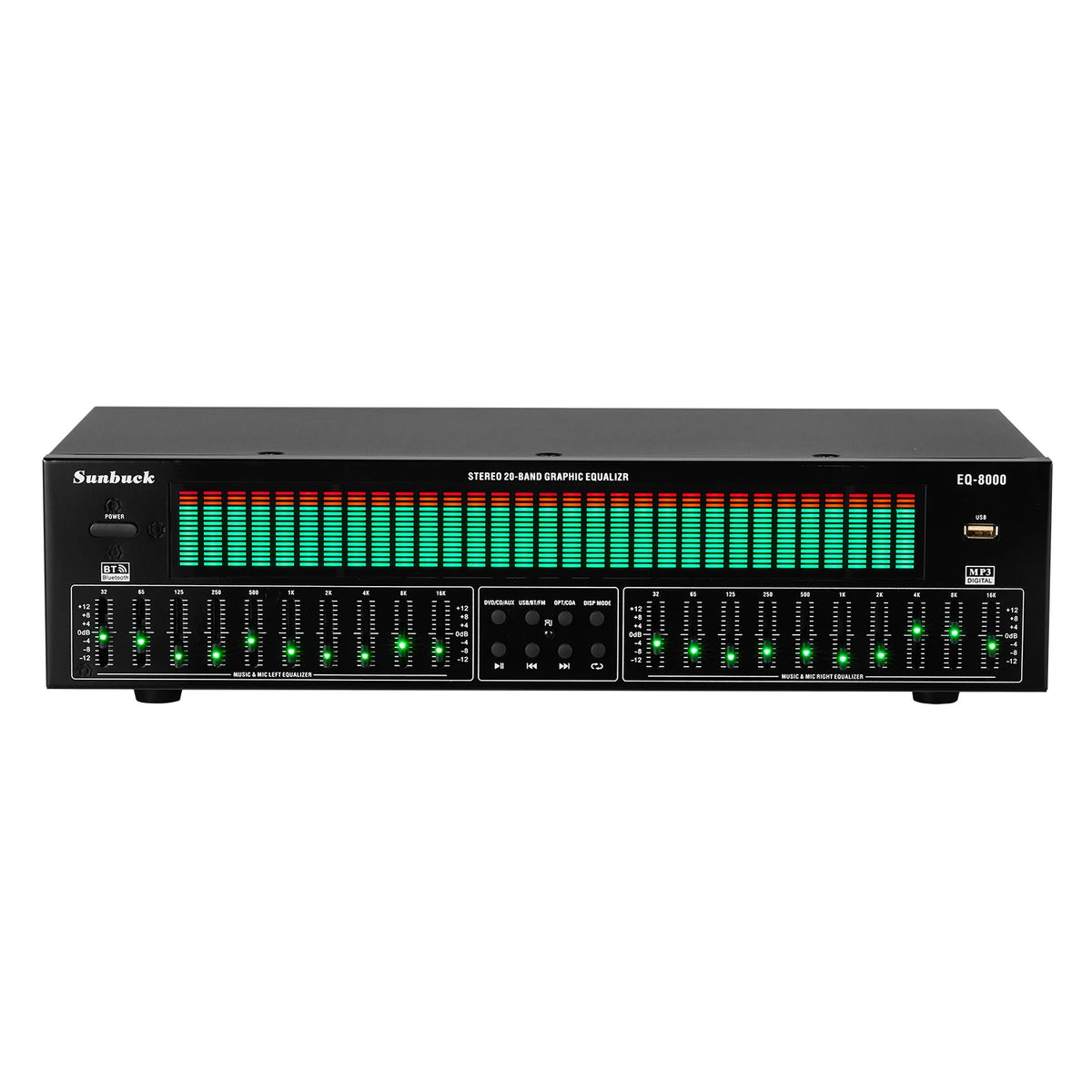 Stereo 20 Band Graphic Equalizer BT5.4 EQ8000 Music Spectrum Analysis 220V New Audio Player with EQ for Music Lovers