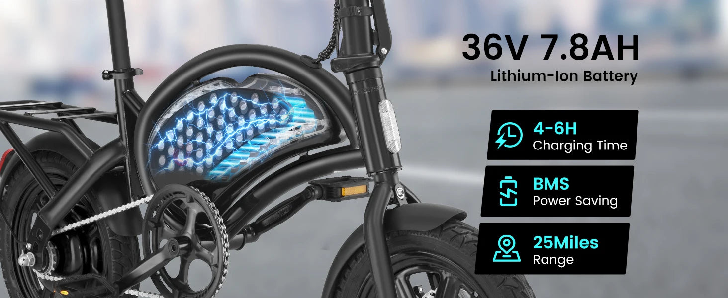 DYU D3F hopfällbar elcykel 20MPH 36V batteri kompakt elcykel