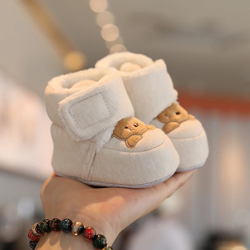 Cute Bear Baby Shoes Soft Plush Winter First Walkers