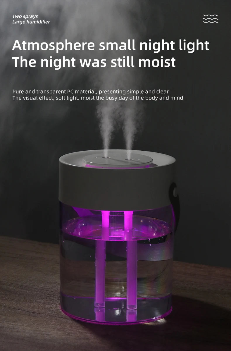 3 L USB Ultrasonic Humidifier with Dual Mist Outlets