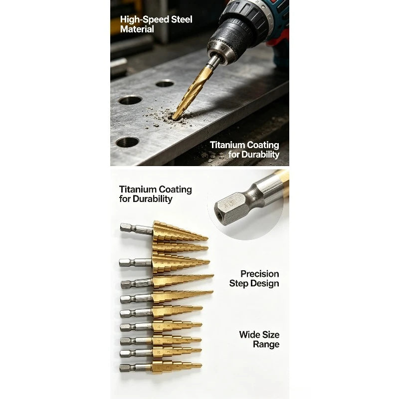 Trinnborsett med 6 deler, 3–12mm og 4–12mm