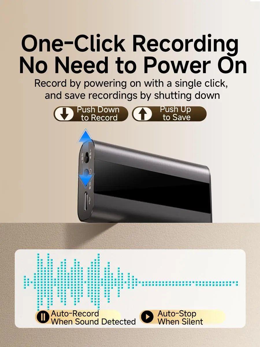 Digital Voice Recorder Magnetic Design 760H Audio One-touch Record Smart Noise Reduction Auto-Save, for Students & Lawyers
