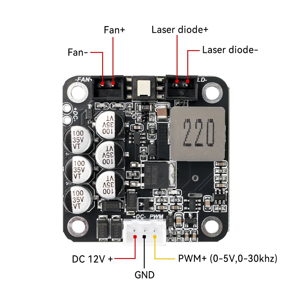 80 W-laserdriver voor graveermodules, 12/24 V