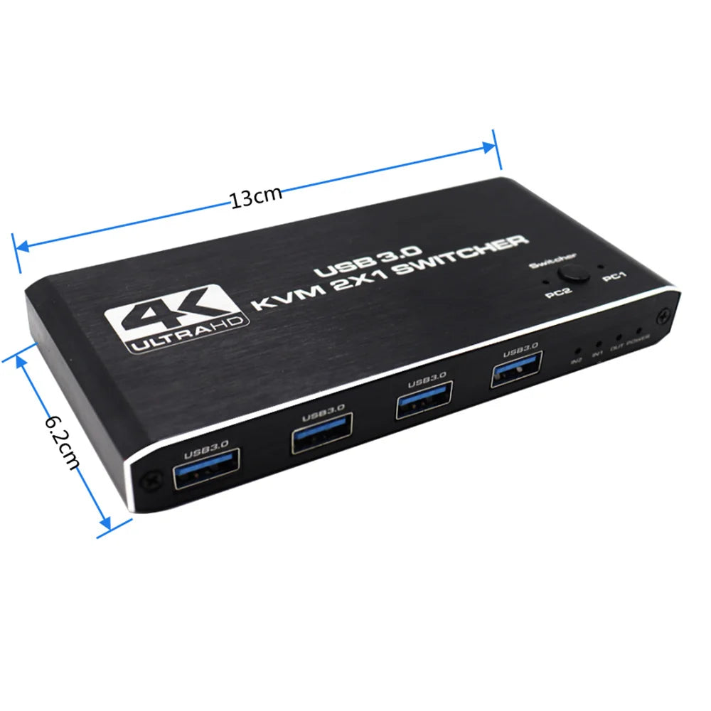 KVM διακόπτης HDMI 4K και USB 3.0 για δύο υπολογιστές