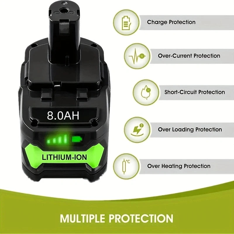 4-Pack 18V 8000mAh Li-Ion Replacement Battery