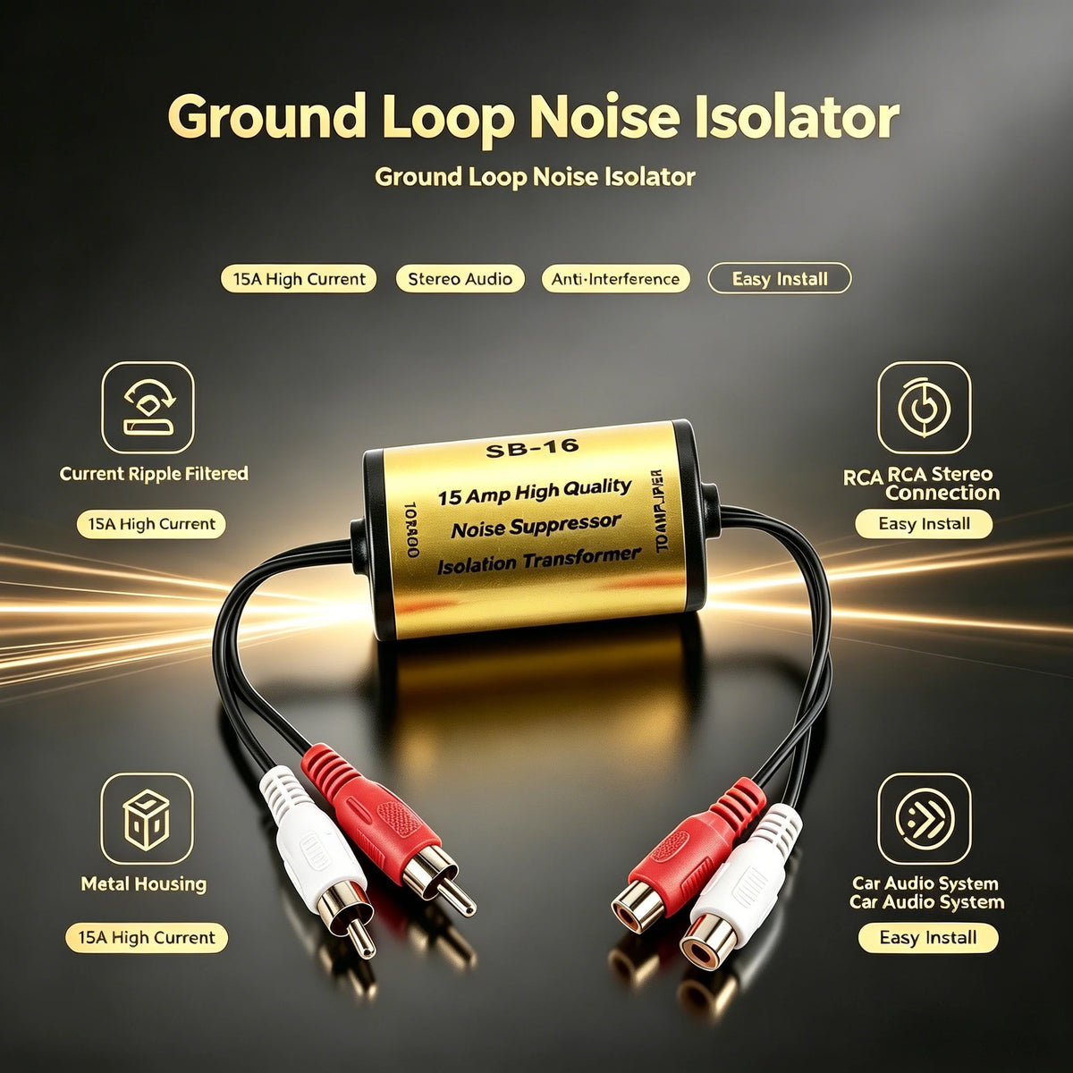 RCA Ground Loop Isolator - Audio Noise Filter