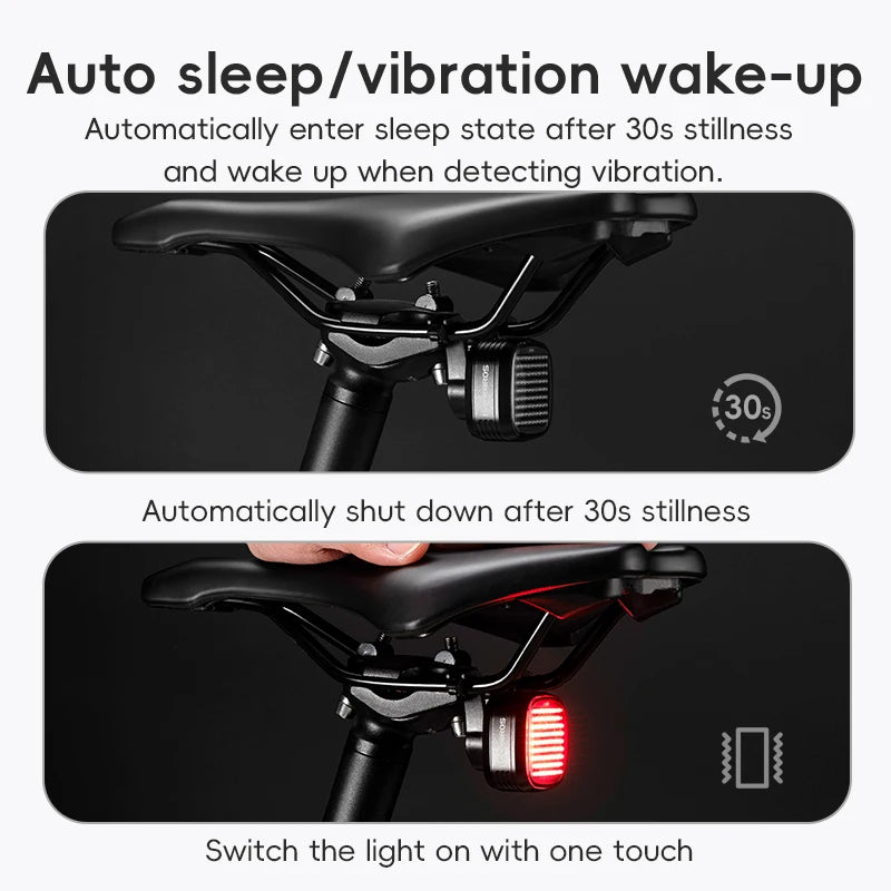 Smart Bike Rear Light with Brake Sensing & Sync Mode