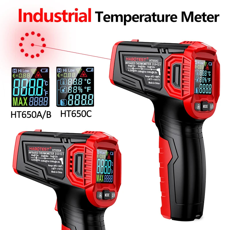 مقياس حرارة بالأشعة تحت الحمراء لقياس حرارة الأسطح - HT650A أو HT650B