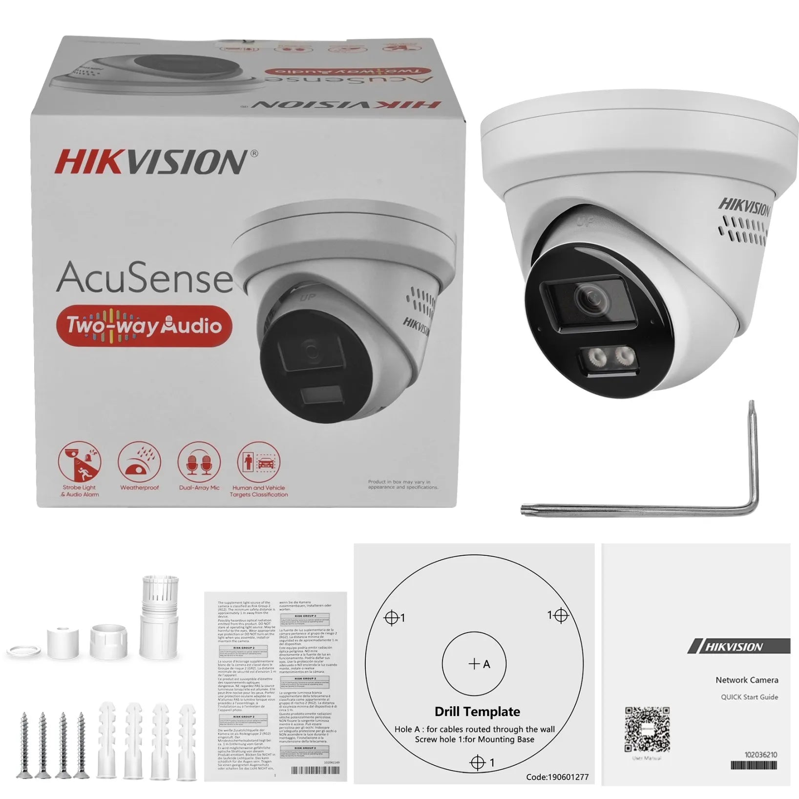 Hikvision 8MP IP Camera DS-2CD2383G2-LI2U/SL Smart Hybrid Light Arrayed Mic Speaker Turret Acusense Strobe Light Audible Warning