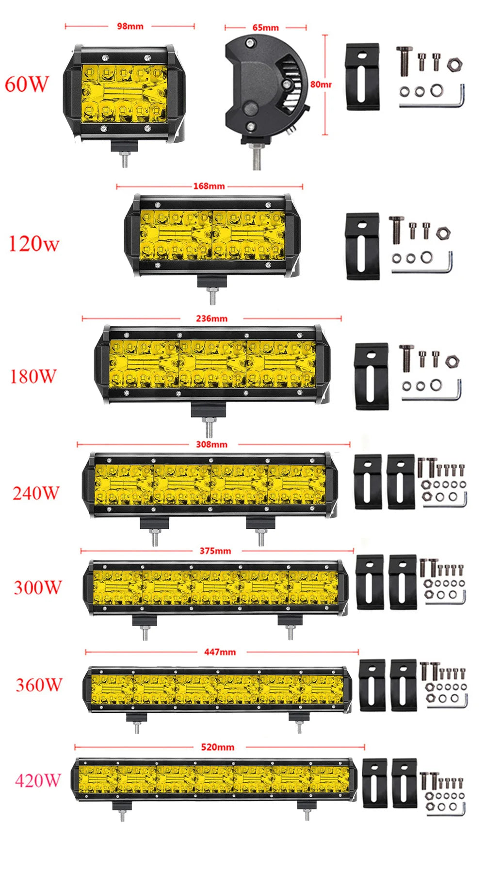 Дългобойна LED работна лампа 12-24V с кехлибарен комбиниран лъч