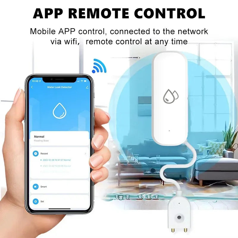 Tuya WiFi-vattenläckagesensor, larm vid översvämning och vattenläckage, smart hemautomation, säkerhetsskydd för bostäder, Smart Life-app
