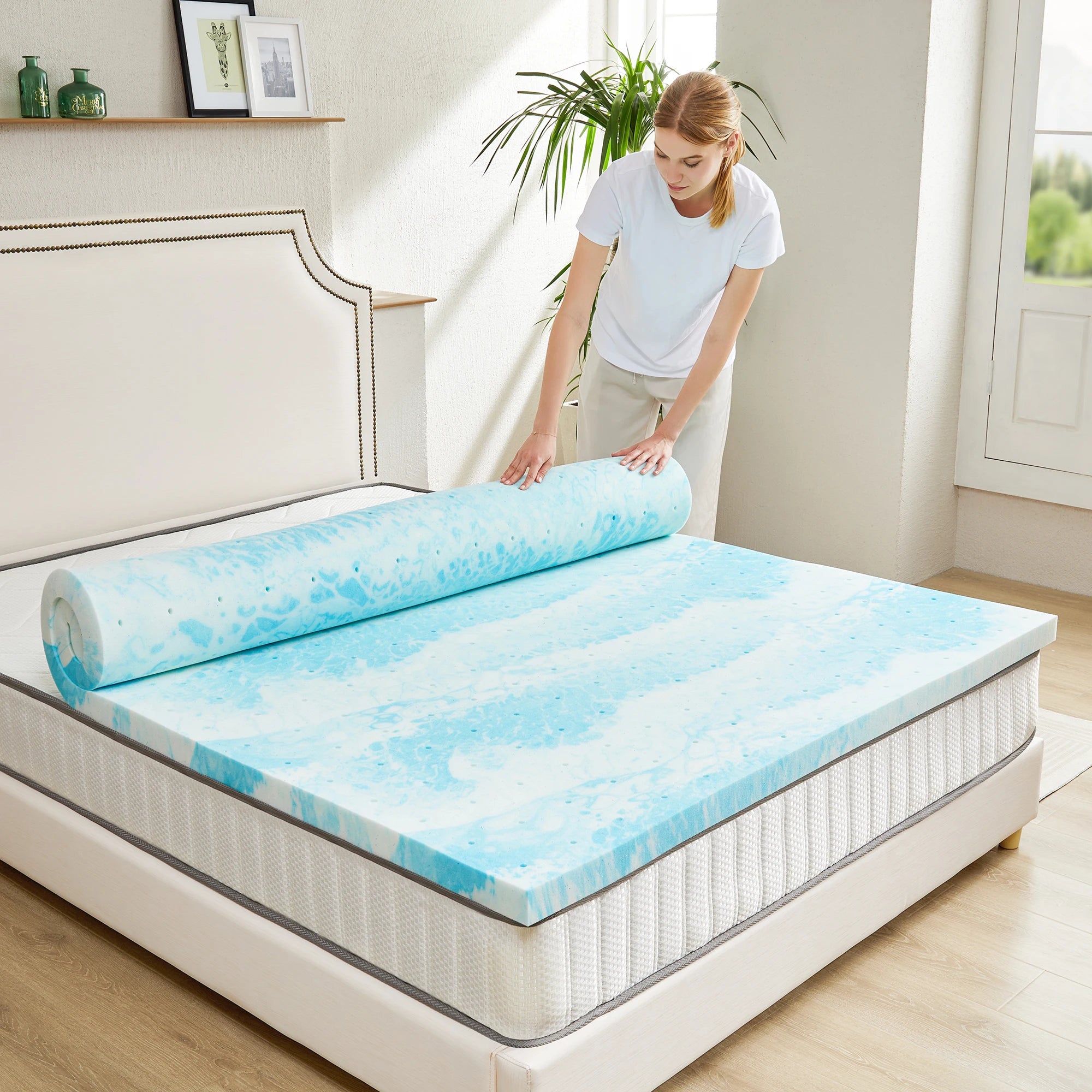 3 Inch Memory Foam Mattress Topper with Gel Cooling Support