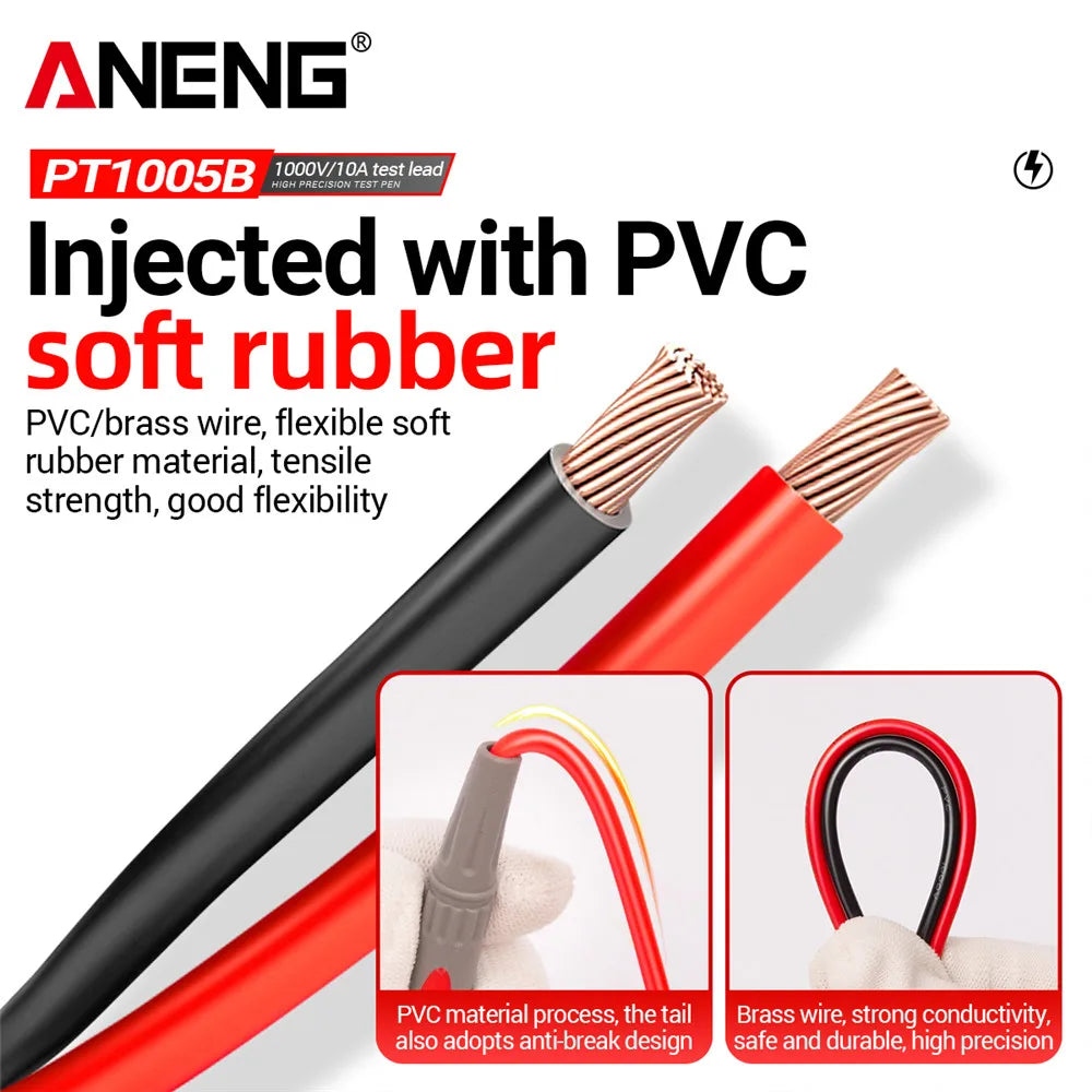 Cables de prueba para multímetro ANENG PT1005B, 10A 1000V