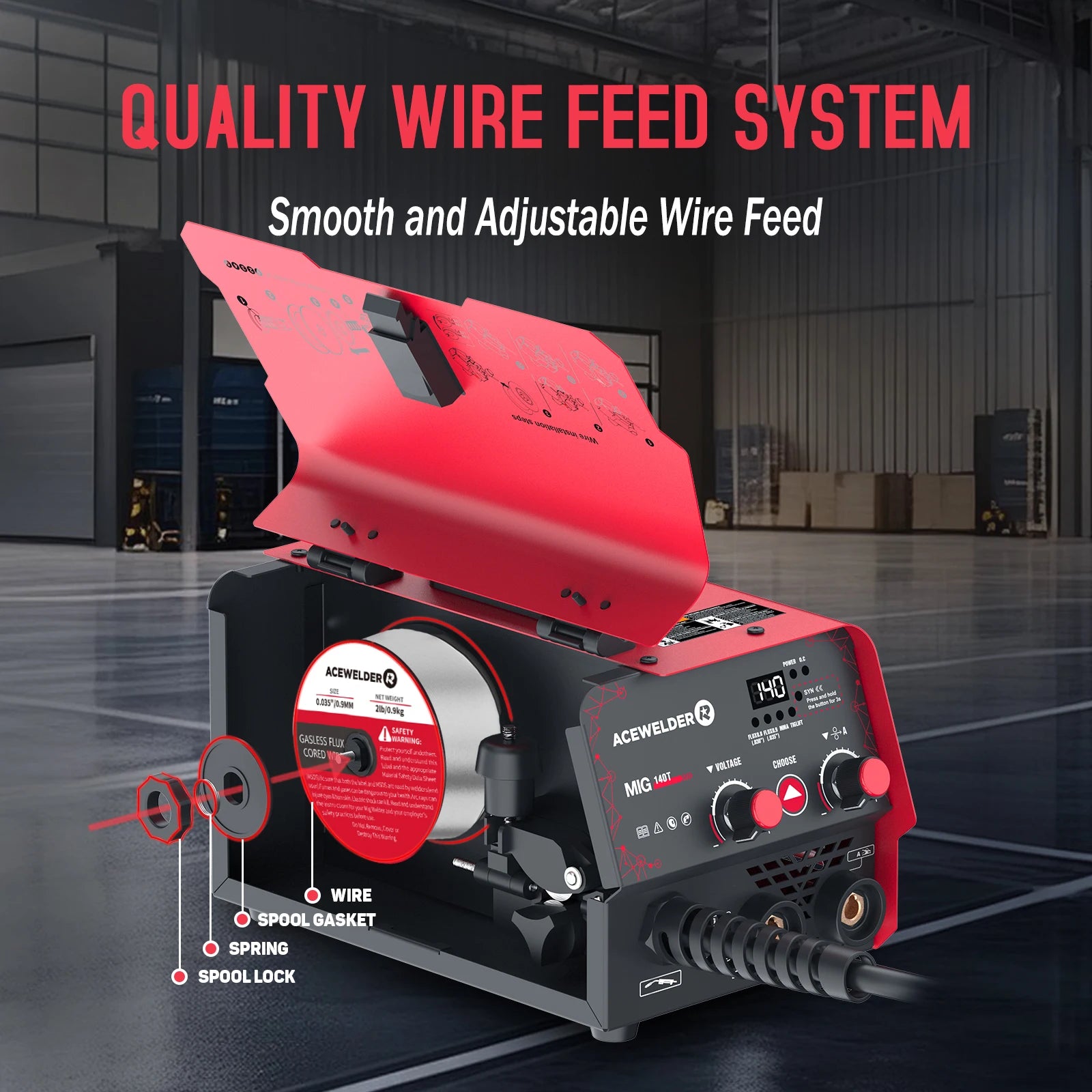 ACEWELDER 3 в 1 заваръчна машина 140A с флюсово ядро MIG ARC Lift TIG заварчик 110V IGBT инвертор безгазова заваръчна машина
