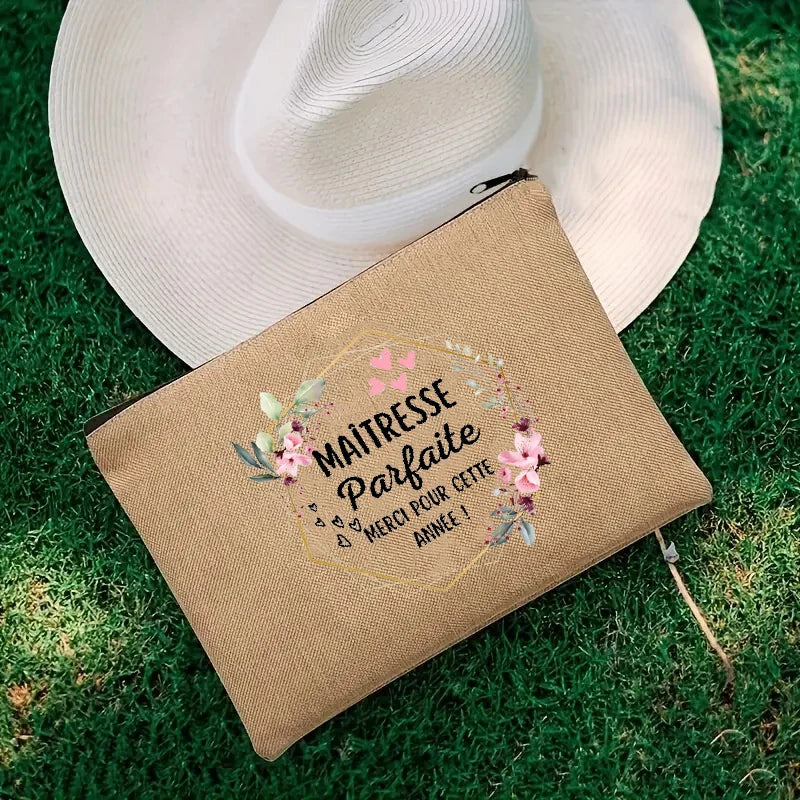 Thank You Teacher Travel Cosmetic Organizer Makeup Pouch Merci Maitresse Borsa Portaoggetti Organizer Profumi da Viaggio Portafoglio Mini Francese