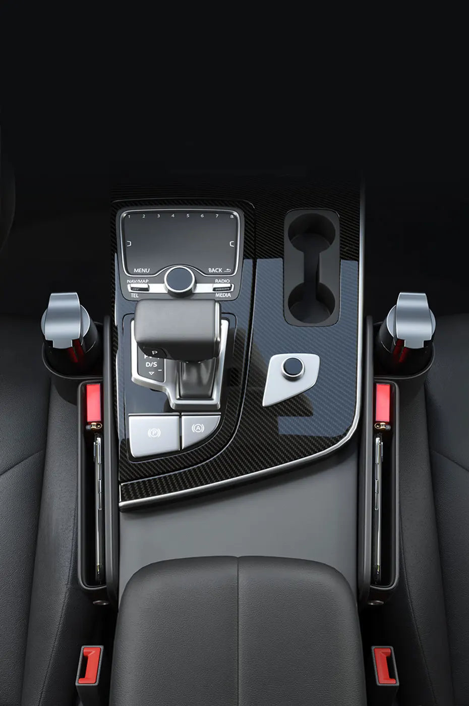 SEAMETAL Car Seat Gap Organizer with Cup Holder Wear-Resistant PU Leather Center Console Storage Bag Universal Seat Gap Filler