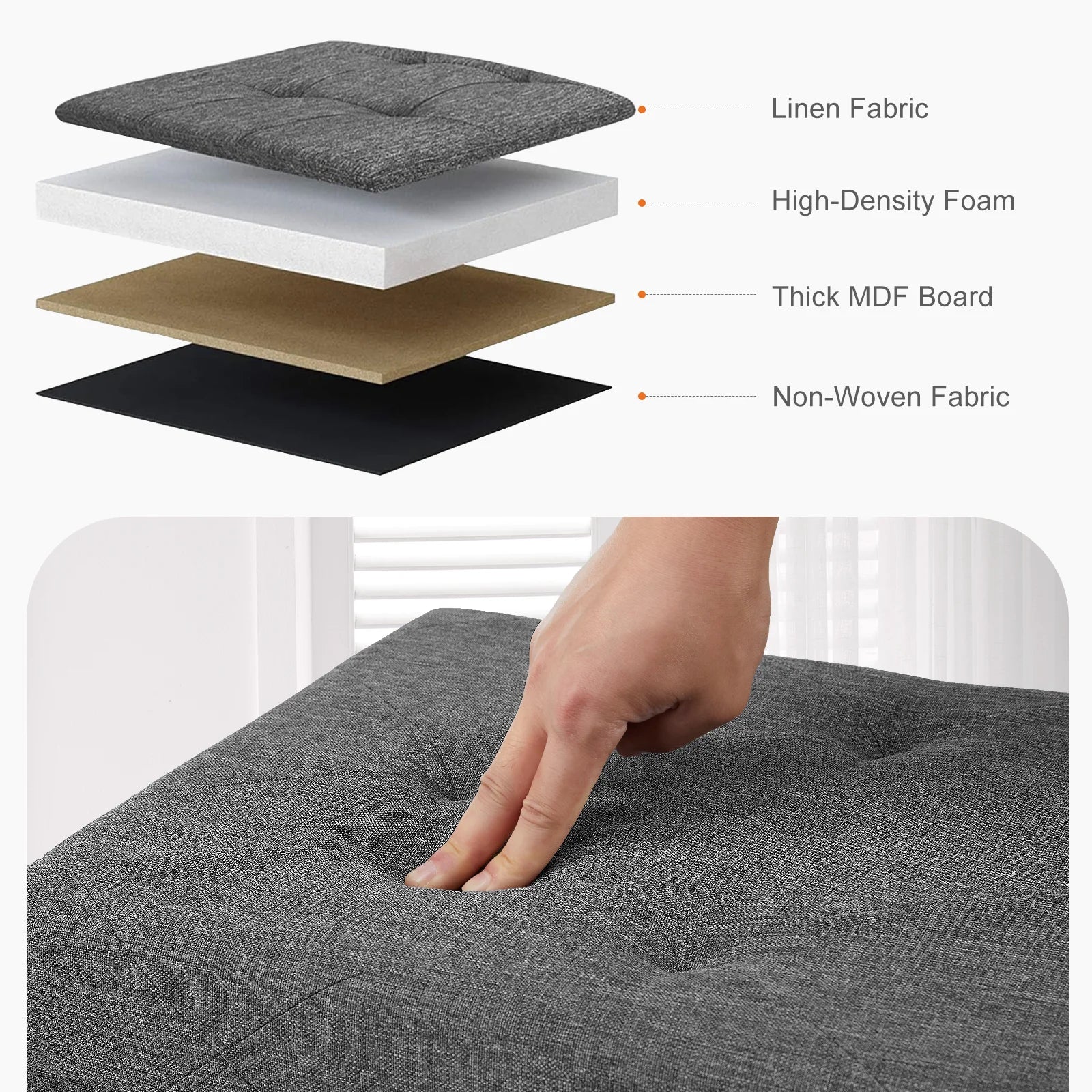 Folding Storage Ottoman Bench with Hidden Toy Box & Cushion Seat