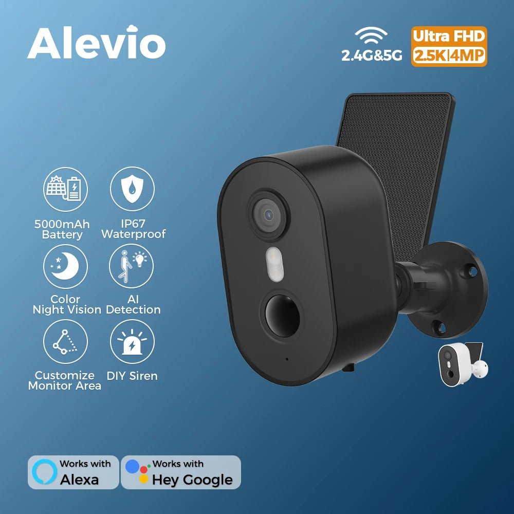 Alevio Outdoor Solar Wireless Security Camera 4MP IP67