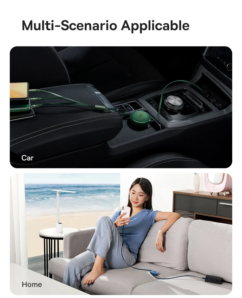Vysúvací 100W 3v1 USB-C nabíjací kábel pre notebook a telefón
