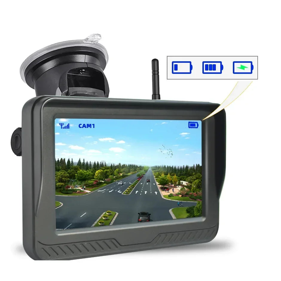 5" Monitor HD Magnetic Solar Wireless Backup Camera 1080P Upgrade Auto on/Off Camera Night Vision Rechargeable Rear View Camera