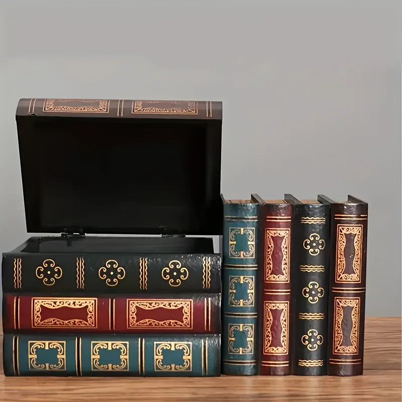 Scatola portaoggetti a forma di libro vintage con coperchio