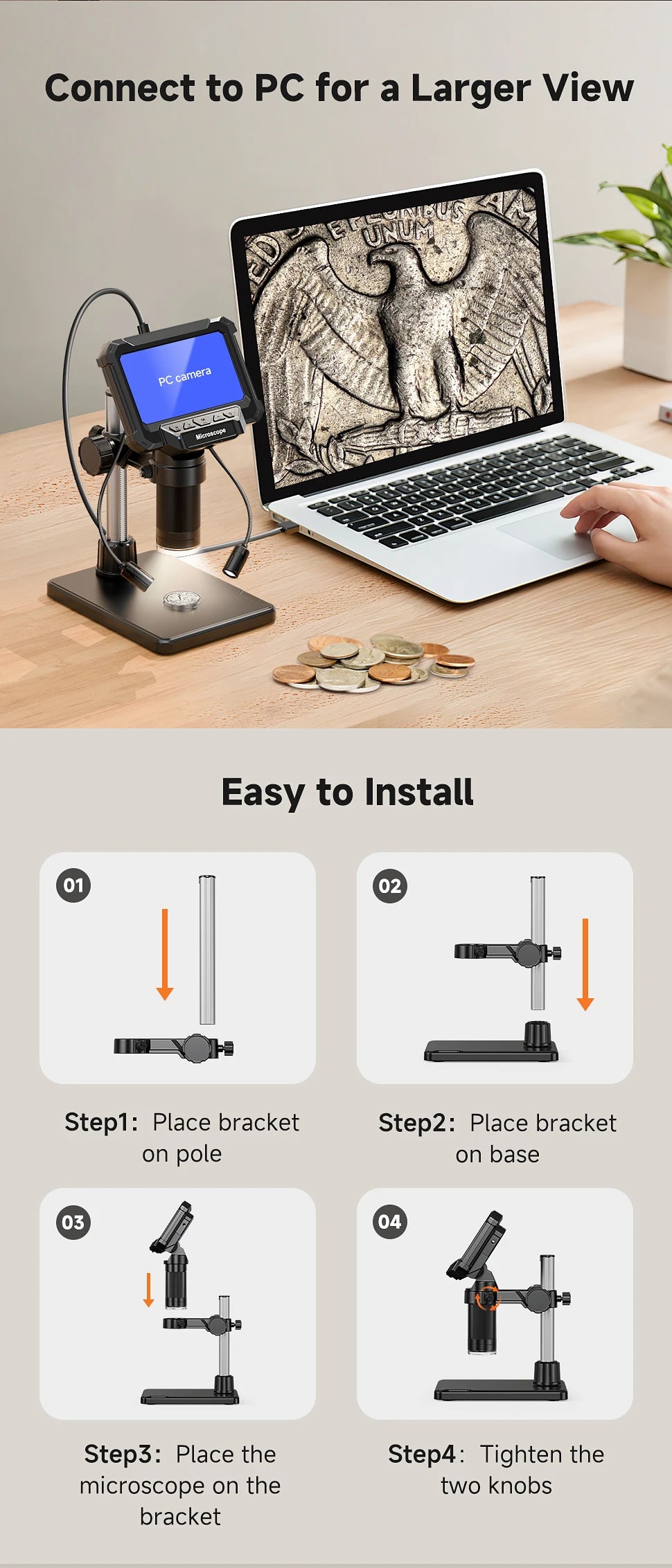 MK5 Digital Microscope with 4.3-Inch Screen