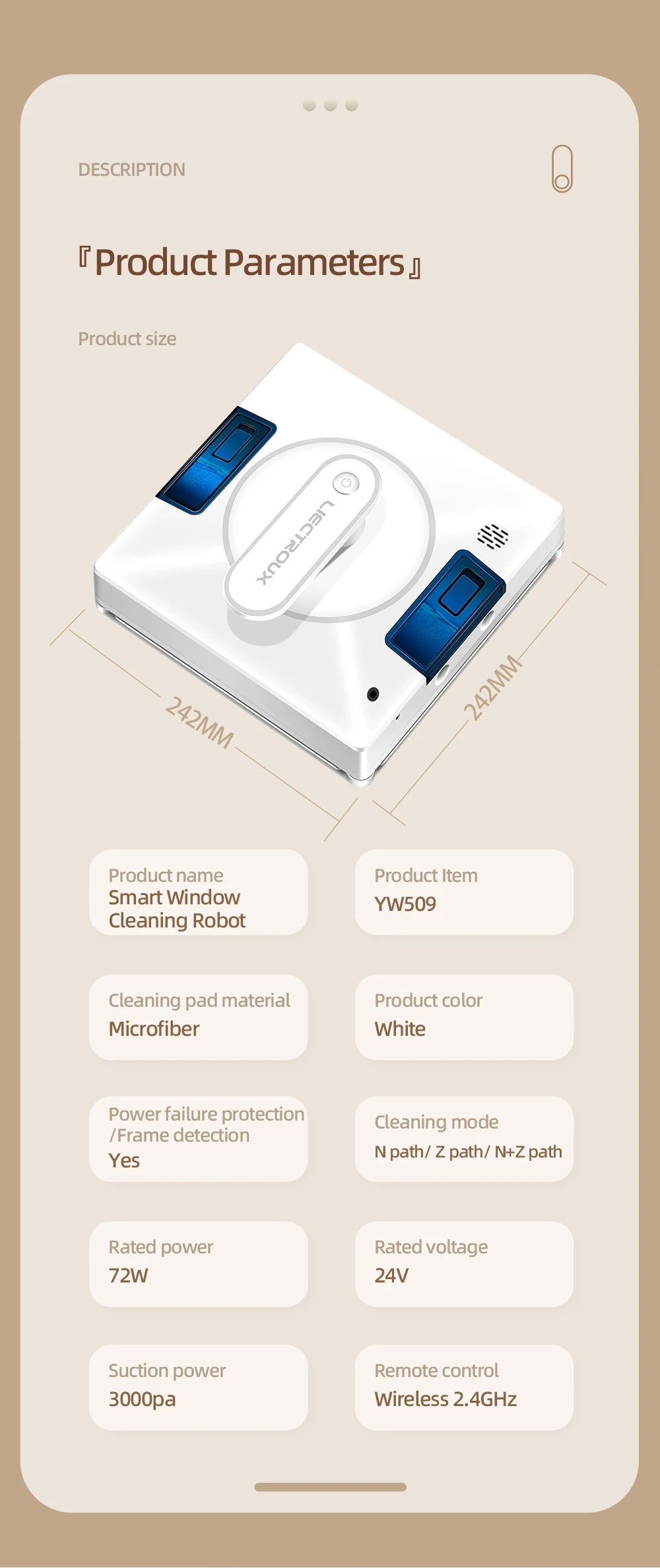 Window Cleaning Robot with Smart Navigation & 4-Way Water Spray
