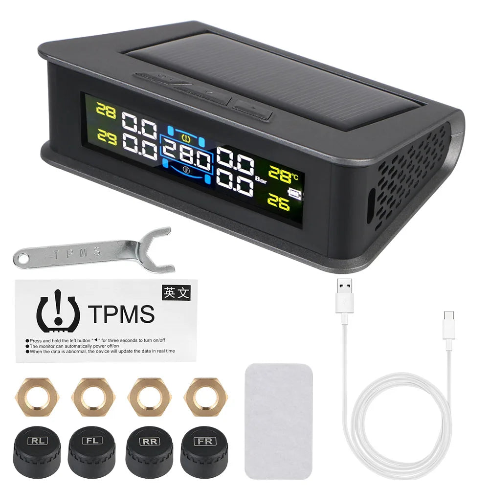 Solar TPMS Tire Pressure Monitoring System with External Sensors