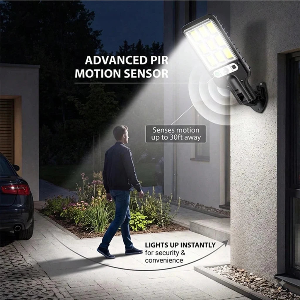 Solar Outdoor Motion Sensor Wall Light, 108 LED, Remote Control, IP65 Waterproof