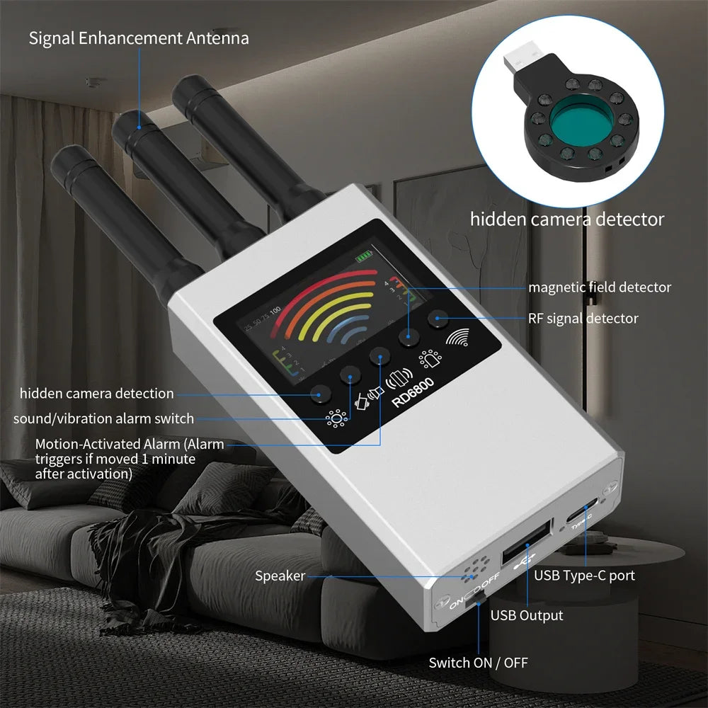 NEW Wireless RF Signal Detector Bug GSM Audio GPS Tracker Mini Camera Finder Camera IR Scanning AI Standby Automatic Detection