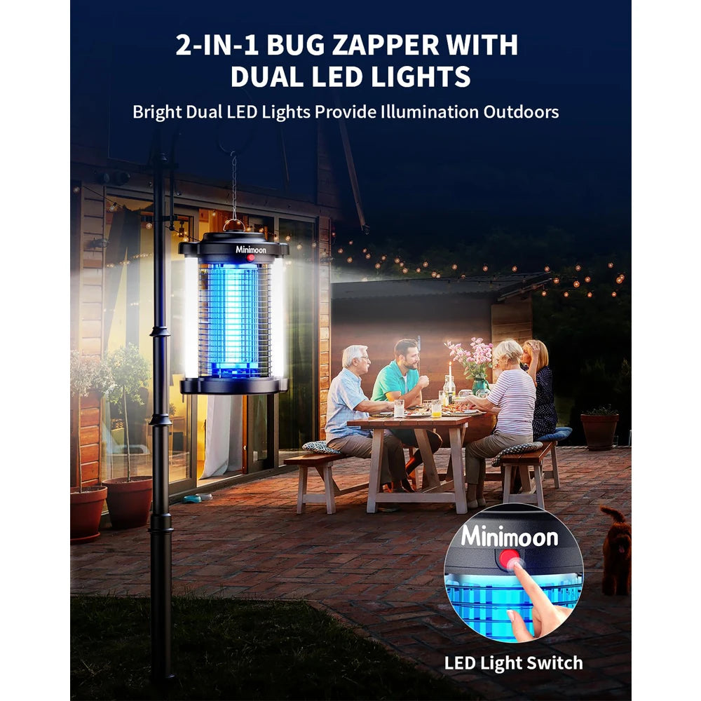 Électrocuteur d'insectes extérieur avec double lumière LED Piège à moustiques 4200V