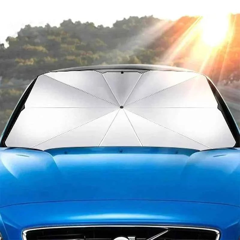 Foldable Umbrella-Style Windshield Sunshade