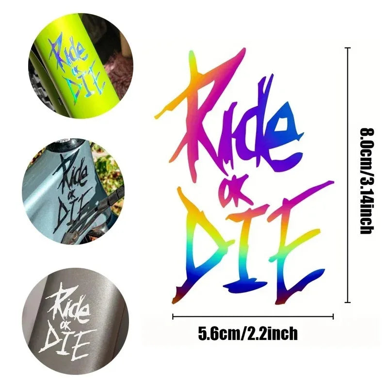 Ride or Die Bike Frame Stickers Bicycle Top Tube Waterproof Decals for MTB Bicycle Decorative Frame Bike Motorcycle Accessories