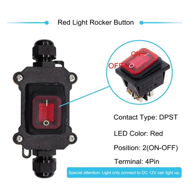 مفتاح طاقة خطي للتيار المستمر 12 V، 20 A، بتصنيف IP67