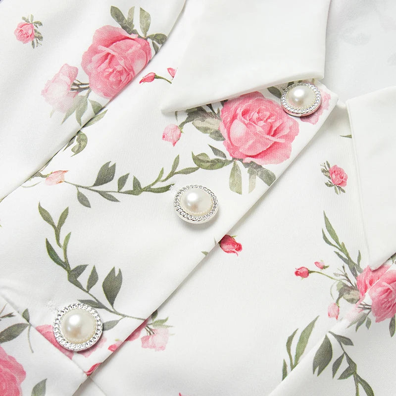 Tornova Print Puff Sleeves Ruffled Dress Women's V-Neck High Waist Pearl Buttons Mini Dress Female Casual Vacation Fashion Dress