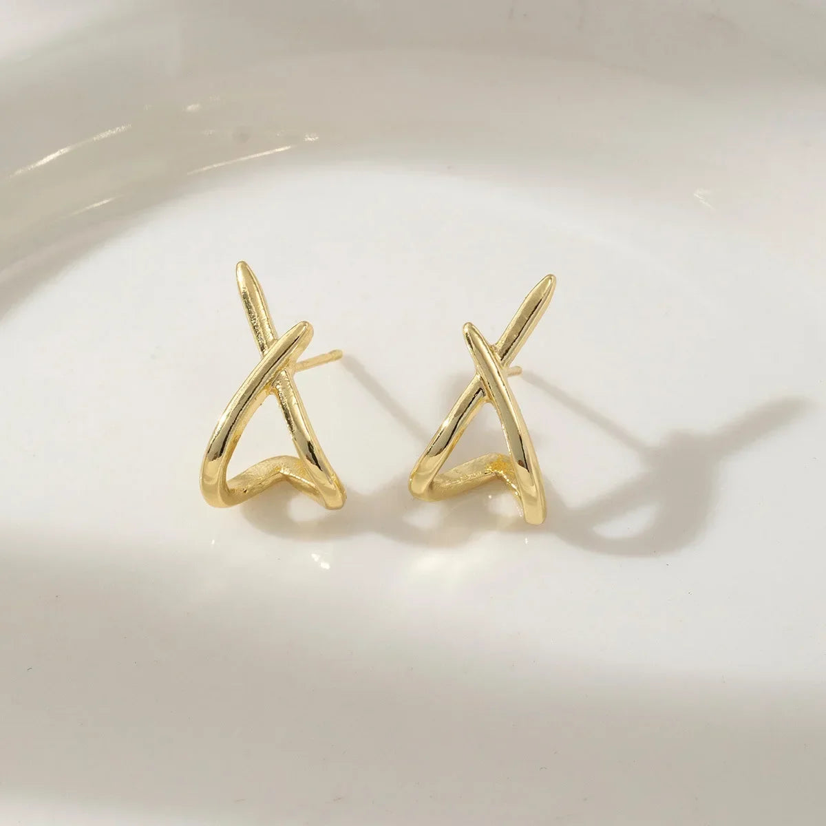 LATS Trendy Gold Color Cross Stud Earrings for Women Dainty Simple Minimalist Earring Fashion Jewelry Party Gifts Wholesale