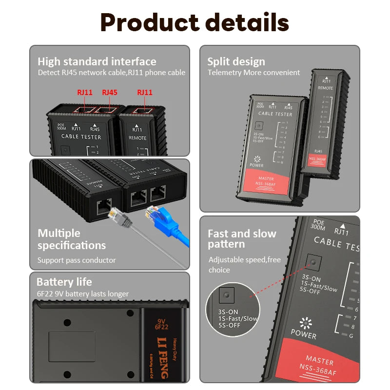 RJ45 & RJ11 Network and Telephone Cable Tester