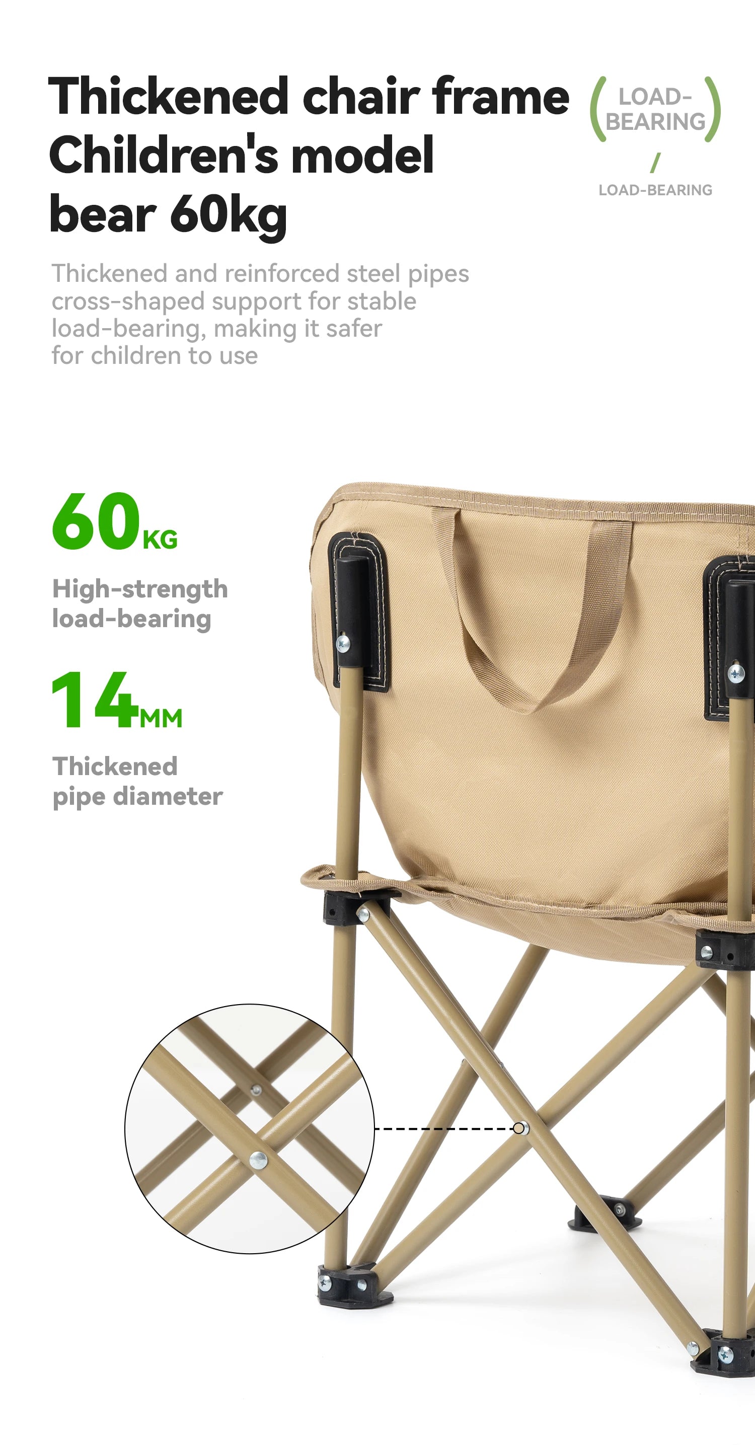 Folding Camping Chair Portable Steel Frame Picnic & Travel Seat