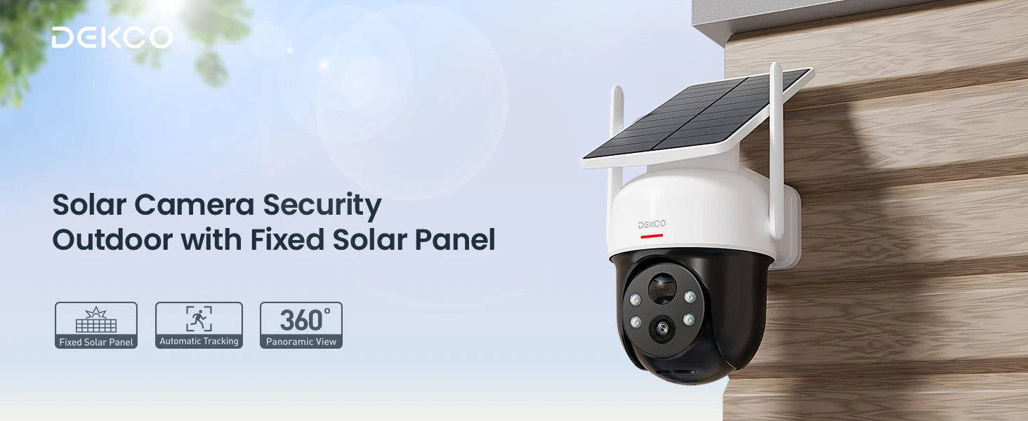 DEKCO 3MP Solar WiFi Outdoor Security Camera with PTZ