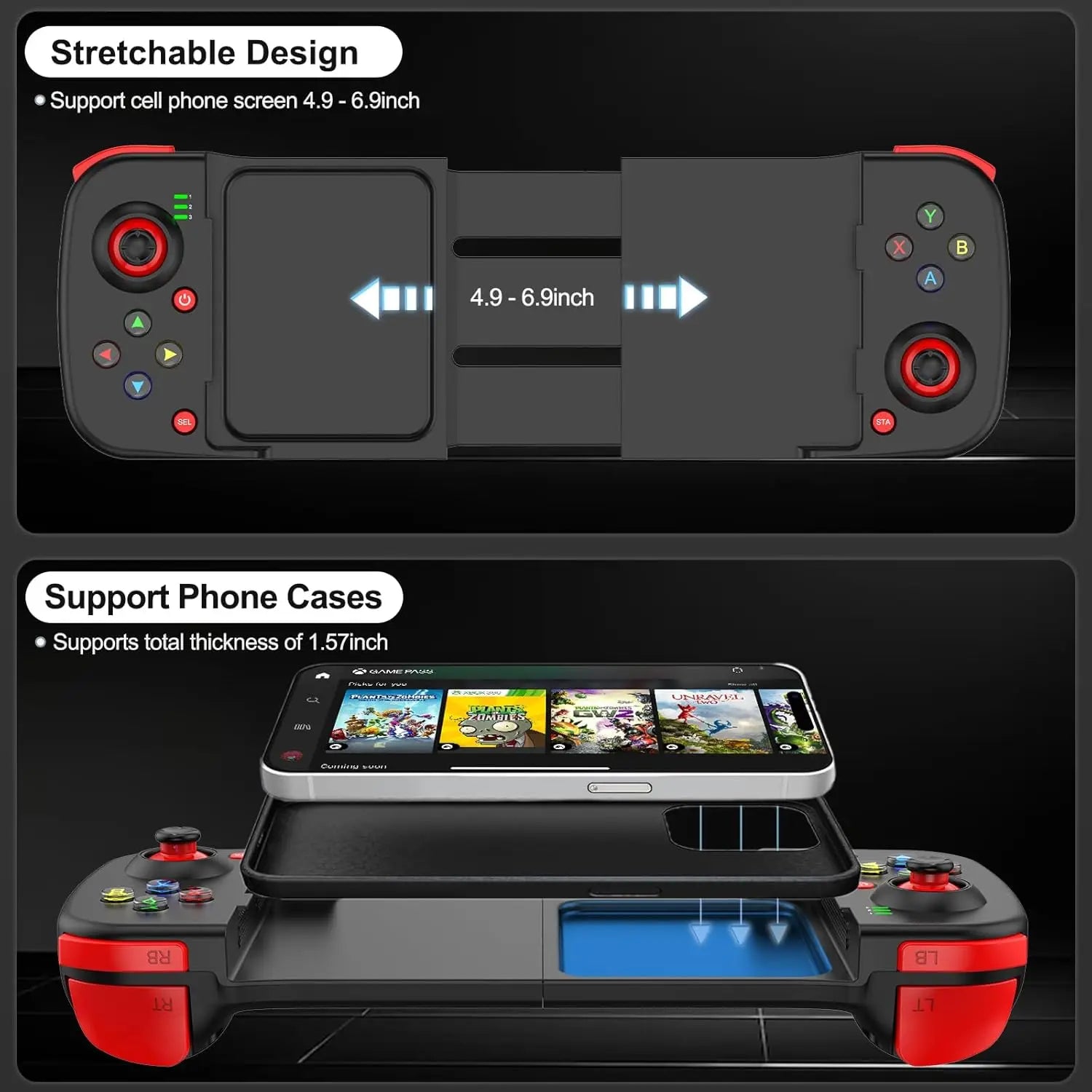 D3 Retractable Wireless Game Controller for Phone, Switch, PS3, PS4, PC
