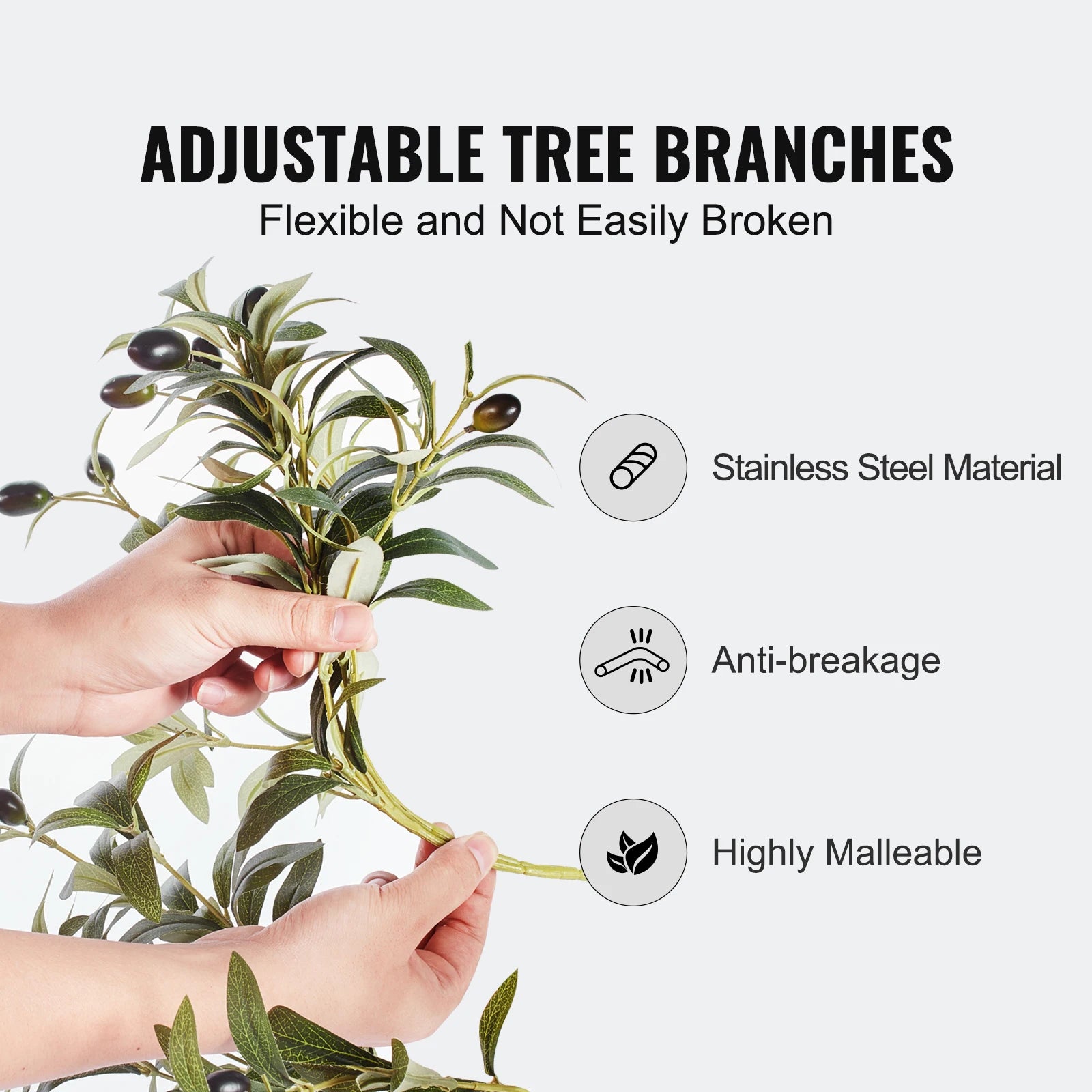 Arbore artificial SucceBuy Olive Înalțime 5/6 ft copac fals înalt, plantă decorativă verde, realist, în ghiveci, pentru casă, birou, depozit, interior