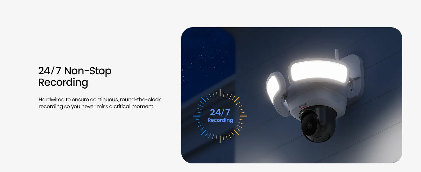DEKCO 3K UHD WiFi Floodlight Camera with 360° View